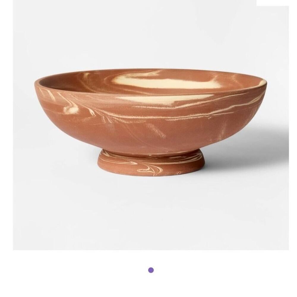 Studio McGee Marbled Ceramic Decorative Bowl Rust